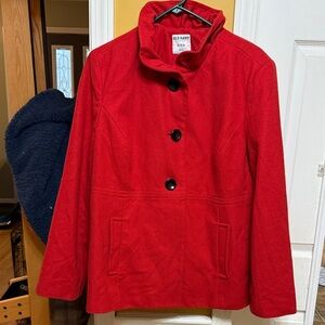 Old Navy Women's Bold Red Pea Coat